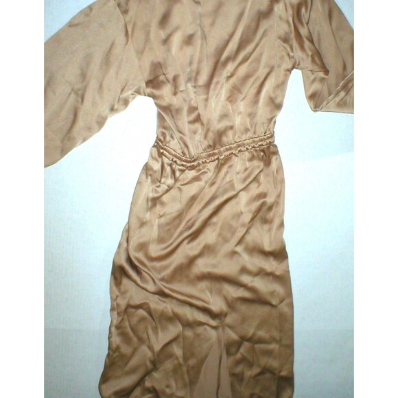 New Womens Designer Michael Kors Collection Italy Dress Long 4 Tan Beige Silky - Picture 9 of 11